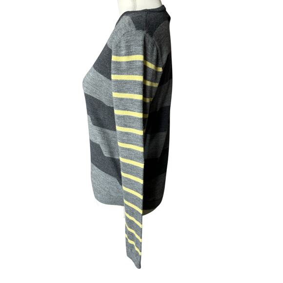 Vintage KEW 159 Sweater Womens M Gray Breton Stripe Pullover 100% Merino Wool - Picture 4 of 11